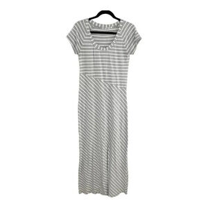 Athleta Gray & White Striped Short Sleeve Maxi Dress Women's Size Small